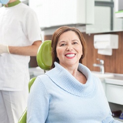 Woman smiling at dentist’s office in Groveport