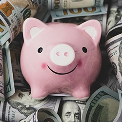 Piggy bank on money